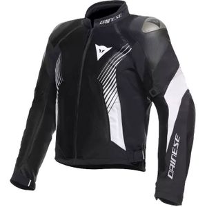 Dainese Super Rider 2 Absolute, leder-textiel jas waterdicht, Zwart/Zwart/Wit, 44