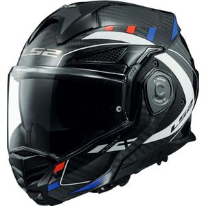 LS2 FF901 Advant X Carbon Future, modulaire helm, Zwart/Rood/Wit/Blauw, XS