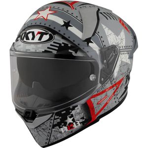 KYT R2R MAX Assault, integraalhelm, Mat Grijs/Wit/Rood, XS