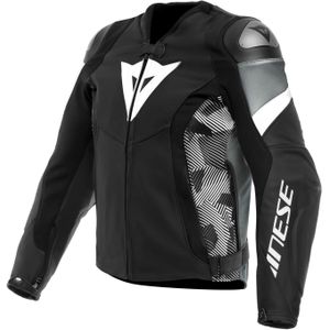 Dainese Avro 5, leren jas, Zwart/Wit/Donkergrijs, 62