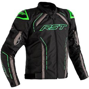 RST S-1, waterdicht textieljack, Zwart/Grijs/Neon-Groen, 3XL