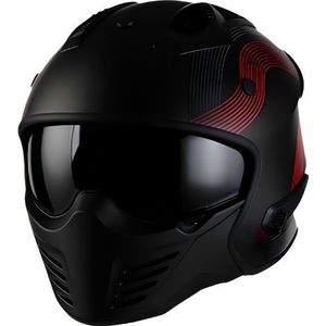Vito Bruzano Stripe, modulaire helm, Mat Zwart/Rood, XXL