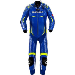 Spidi Track Wind Replica Evo, leather suit 1pcs., blauw/geel, 50