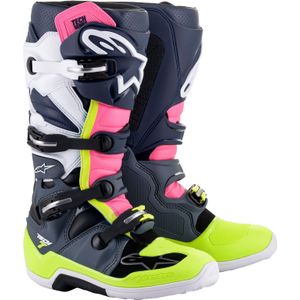 Alpinestars Tech 7 S23, laarzen, Donkergrijs/Donkerblauw/Neon-Pink, 15 US
