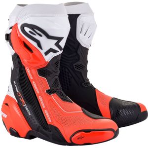 Alpinestars Supertech R Vented, geperforeerde laarzen, Zwart/Wit/Neon-Rood, 44 EU