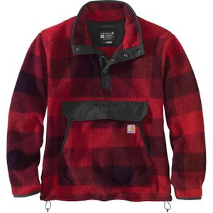 Carhartt Relaxed Fit Plaid, fleece trui, Donkerrood/Rood, XL