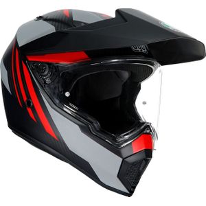 AGV AX9 Carbon Refractive, endurohelm, Mat Zwart/Grijs/Rood, L