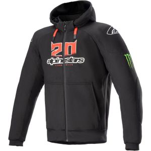 Alpinestars FQ20 Chrome Ignition Monster Hoodie, textieljas, Zwart/Wit/Lichtrood, 3XL