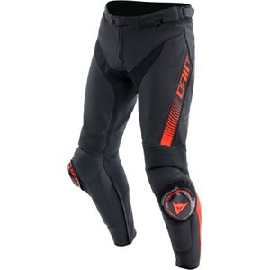 Dainese Super Speed, leren broek, Zwart/Neon-Rood, 64