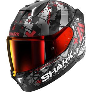 Shark Skwal i3 Hellcat, integraalhelm, Mat Zwart/Zilver/Rood, XL