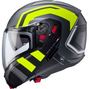 Caberg Horus X Road, opklapbare helm, Mat Grijs/Zwart/Neon-Geel, S