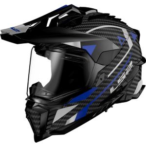 LS2 MX701 Explorer Carbon Adventure, enduro helm, zwart/blauw/grijs, L