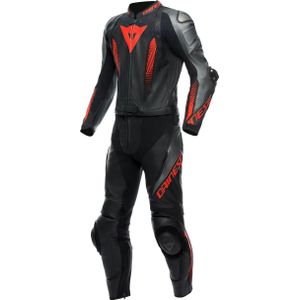 Dainese Laguna Seca 5, lederen pak 2st., Zwart/Grijs/Neon-Rood, 54