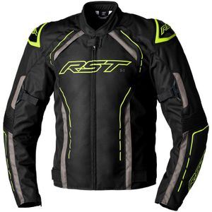 RST S-1, waterdicht textieljack, Zwart/Grijs/Neon-Geel, L