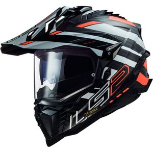 LS2 MX701 Explorer Carbon Edge, enduro helm, Zwart/Oranje/Wit, XL