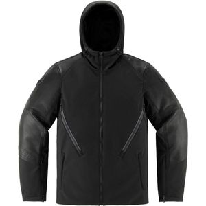 Icon Basehawk 2, leder-textiel jasje, zwart, S