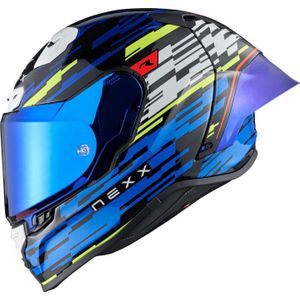 Nexx X.R3R Glitch Racer, integraalhelm, Zwart/Blauw/Neon-Groen, XL