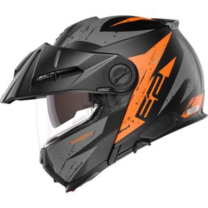 Schuberth E2 Explorer, opklapbare helm, Mat Zwart/Grijs/Oranje, S (54/55)