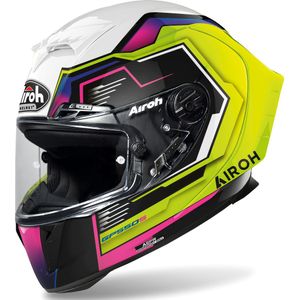 Airoh GP 550 S Rush, integraalhelm, Wit/Neon-Geel/Zwart/Pink/Lila, XL