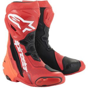 Alpinestars Supertech R Vented, geperforeerde laarzen, Lichtrood/Neon-Rood/Zwart, 48 EU