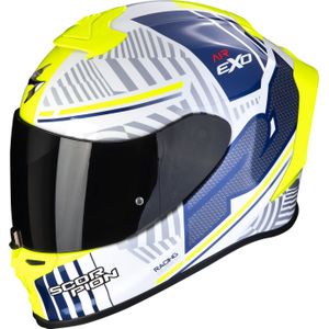 Scorpion EXO-R1 Evo Air Victory, integraalhelm, Wit/Donkerblauw/Neon-Geel, M