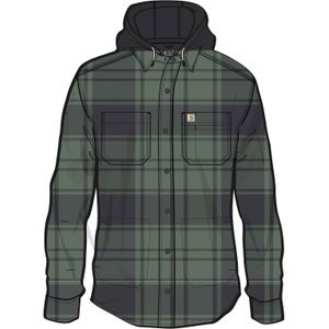 Carhartt Flannel-Fleece, overhemd/jas met capuchon, Donkergroen (Elm), XXL