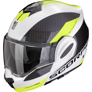 Scorpion EXO-Tech Evo Team, modulaire helm, Zwart/Wit/Neon-Geel, L