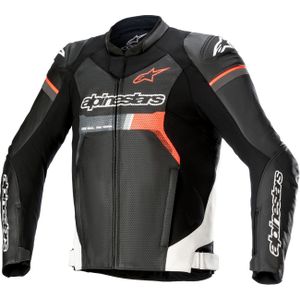 Alpinestars GP Force Airflow, leren jas geperforeerd, Zwart/Wit/Neon-Rood, 48