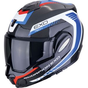 Scorpion EXO-Tech Evo Carbon Cosy, modulaire helm, Zwart/Wit/Blauw/Rood, XS