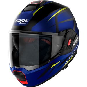 Nolan N120-1 Nightlife N-Com, modulaire helm, Mat Zwart/Donkerblauw/Geel, L