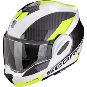 Scorpion EXO-Tech Evo Team, modulaire helm, Zwart/Wit/Neon-Geel, XS