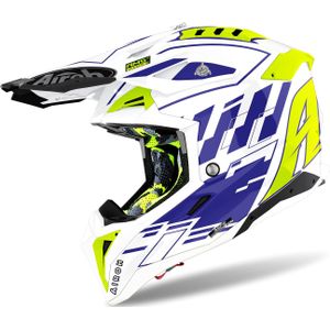 Airoh Aviator 3 Rampage, kruishelm, Wit/Violet/Neon-Geel, XL