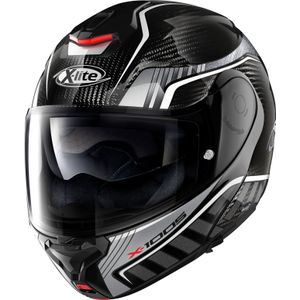 X-Lite X-1005 Ultra Carbon Cheyenne N-Com, opklapbare helm, Zwart/Grijs/Wit, XL
