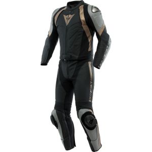 Dainese Avro 4, lederen pak 2st., Mat-Zwart/Grijs/Goud, 48