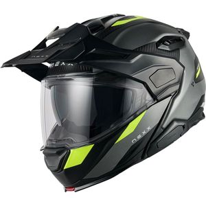 Nexx X.Lifecountry Terra, opklapbare helm, Mat Zwart/Grijs/Neon-Geel, L