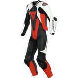 Dainese Laguna Seca 5, lederen pak 1st. geperforeerd, Zwart/Wit/Neon-Rood, 52