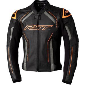 RST S-1, leren jas, zwart/grijs/oranje, S