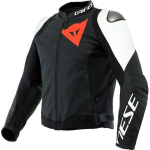 Dainese Sportiva, leren jack, Mat-Zwart/Mat-Zwart/Wit, 54