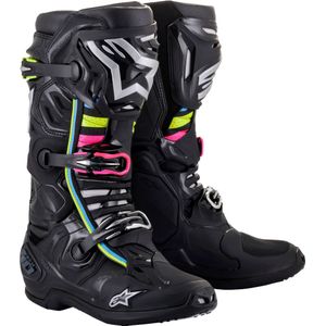 Alpinestars Tech 10 Supervented S23, laarzen, Zwart/Wit/Geel/Groen/Pink, 14 US