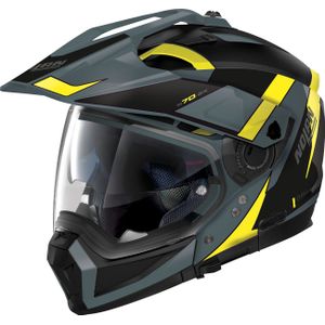 Nolan N70-2 X Skyfall N-Com, modulaire helm, Mat Zwart/Grijs/Geel, XL