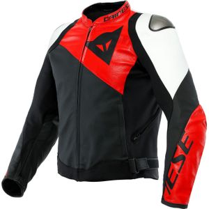 Dainese Sportiva, leren jack, Mat-Zwart/Rood/Wit, 48