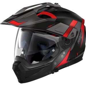 Nolan N70-2 X Skyfall N-Com, modulaire helm, Mat Zwart/Grijs/Rood, L