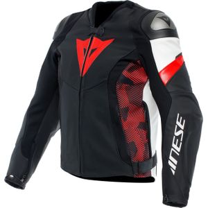 Dainese Avro 5, leren jas, Zwart/Rood/Wit, 64