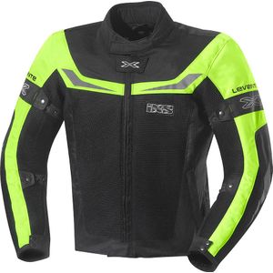 IXS Levante, textieljas, zwart/neon geel, M