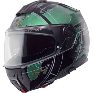 Schuberth C5 Globe, opklapbare helm, Zwart/Groen, M (56/57)