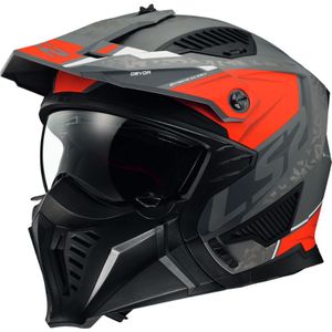 LS2 OF606 Drifter Devor, modulaire helm, Mat Rood/Grijs, L