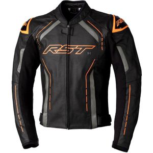 RST S-1, leren jas, zwart/grijs/oranje, XL
