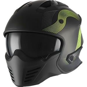 Vito Bruzano Stripe, modulaire helm, Mat Zwart/Neon-Geel, XXL