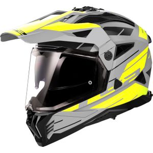 LS2 MX702 Pioneer II Namib, enduro helm, Mat Grijs/Neon-Geel, M