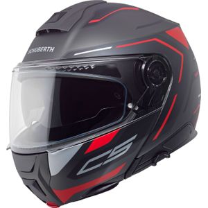 Schuberth C5 Omega, opklapbare helm, Mat Donkergrijs/Zwart/Rood, XS (52/53)